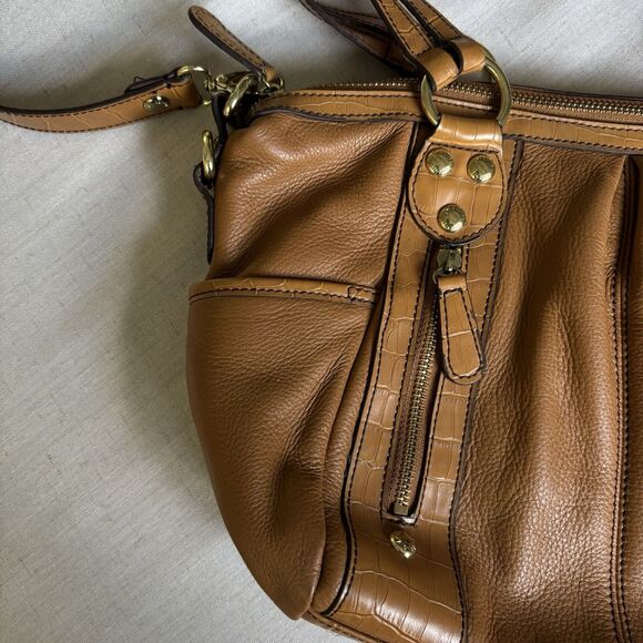 Etienne Aigner Jessie Satchel Bag Honey Lehny Leather Purse #80126 - Picture 3 of 10